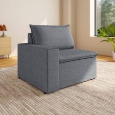 Sofá Modular com Braço Esquedo 105cm Zen Cabecasa Madeiramadeira Grafite