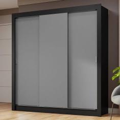 Guarda-roupa Casal 3 Portas De Correr Preto/cinza Madesa