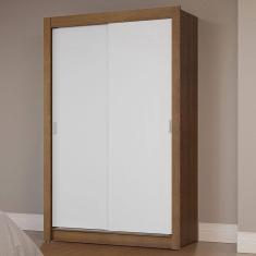 Guarda-Roupa Solteiro 2 Portas Correr Rustic/Branco