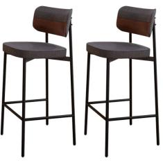 Kit 02 Banquetas Alta Bar Cozinha Sala De Jantar Aço Preto Kaira C01 L
