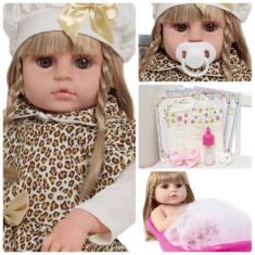 Boneca Reborn Loira Linda Pode Dar Banho 46cm + Kit Itens - Cegonha Re