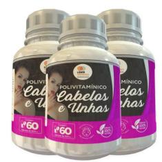 Polivitamínico Cabelos E Unhas 500Mg 60 Cáps Kit Com 3 Potes - Lider V