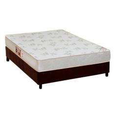 Cama Box Casal: Colchão Espuma Castor D33 Sleep Max Relax + Base Crc Suede Brown(138X188)