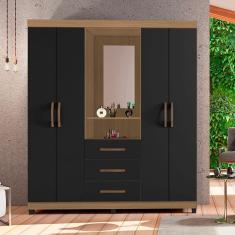 Guarda Roupa Solteiro Espelho Capela Campos Nature Grafite
