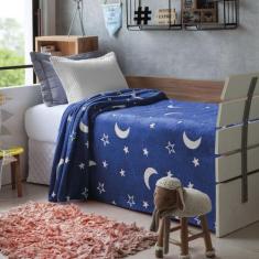 Manta Que Brilha No Escuro Jolitex 1,50x2,00m Azul