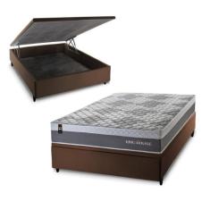 Conjunto Box Baú Sheffield Cinza 138x188x72 c/ Molas Ensacadas - King 