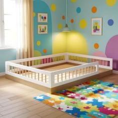 Cama Montessoriana de Casal Affetto Aveiro Oak/branco