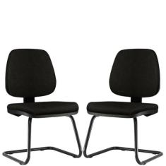 Kit 02 Cadeiras Para Escritório Job L02 Fixa Material Sintético Preto 