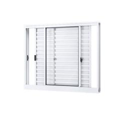 Janela de Alumínio Veneziana de Correr Lateral 3 Folhas Móveis 100x150