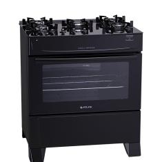 Fogão de Piso Atlas 5 Bocas Mônaco Top Glass, Mesa de Vidro, Acendimento Automático, Preto, Bivolt