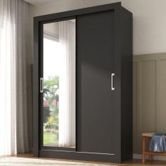 Guarda-roupa Solteiro 2 Portas com Espelho - Yescasa Preto