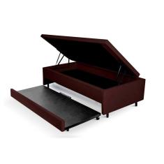 Bicama com Baú Viúva 120x203 Cm em Courino Marrom