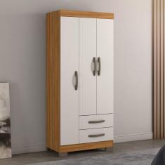 Guarda-roupa Solteiro 3 Portas 2 Gavetas Freijo Trend / Branco New