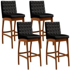 Kit 04 Banquetas Altas Cozinha Mila B04 Preto