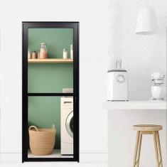 Porta Visione de Alumínio Preto Linha Veneza 210x70 Lado Direito Preto