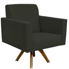 Poltrona Decorativa Giratória Sala de Estar Base de Madeira Helô L02 S