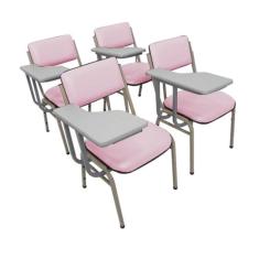 Kit com 4 Cadeiras para Auditórios Linha Hotel Smart Rosa