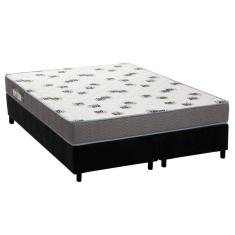 Cama Box King: Colchão Espuma D33 Ortobom Light Saúde + Base Crc Suede Black(186X198)