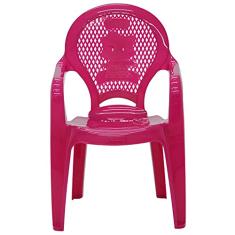 Cadeira Plástica Monobloco com Braços Infantil Estampada Catty, Tramontina, Rosa