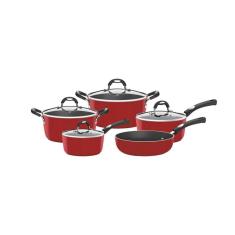 Conjunto de Panelas Mônaco 5 Peças de Alumínio Vermelho Tramontina