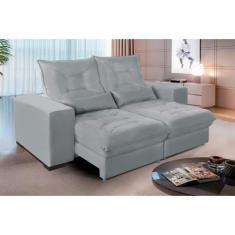 Sofá Retrátil e Reclinável 1,80m Suede Miami Preto - Sofá Casa, Cinza