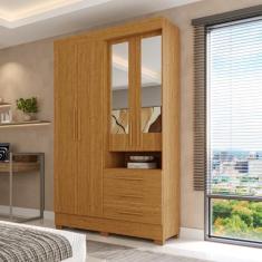Guarda Roupa Casal Bolívia 4 Portas com Espelho e 3 Gavetas 100 MDF Li
