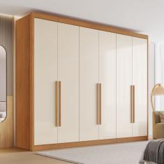 Guarda Roupa Casal 6 Portas Bergamo Conquista Móveis - Cinamomo/Off White