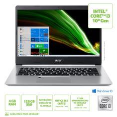 Notebook Acer A514-53-31Pn I3-1005G1 4Gb 128Gb Ssd 14" Win10 Home - Nx.A3wal.004