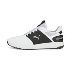 PUMA Tênis de golfe masculino Ignite Elevate, Puma branco-puma preto metálico prata, 39
