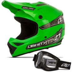 Capacete Motocross Off Road Liberty Mx Pro + Óculos 788 Preto - PRO TO