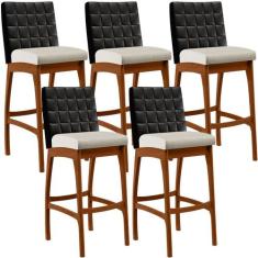 Kit 05 Banquetas Altas Sala De Jantar Fixa Mila L02 material sintético