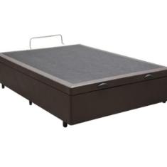 Cama Box Baú Viuvão Linhão Marrom Com Pistão A Gás, Estrutura Reforçad
