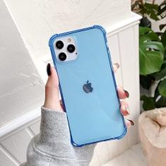 Capa de telefone de silicone à prova de choque para iPhone 13 12 Mini 11 Pro X XR XS Max 6 6S 7 8 Plus SE Capa transparente de proteção traseira, azul, para iPhone 13 Mini