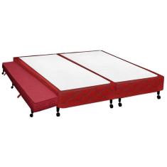 Cama Box Base c/Auxiliar King Poli Tecido Wine (193x203x27) - Castor