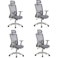 Kit com 4 Cadeira para Escritório Office Dallas Cinza