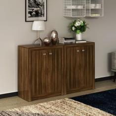 Kit 2 Balcões Me4103 com 4 Portas e Prateleira Nogal