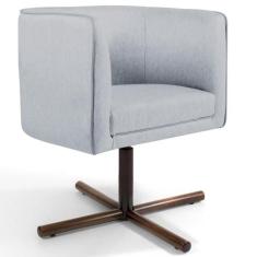 Poltrona Decorativa Giratória Base X Betina D02 Linho Cinza D-315 - Ly