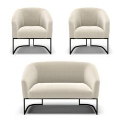 Sofá Namoradeira E 2 Poltronas Industrial Pto Stella Bouclê D03 - D`rossi Cor Verde