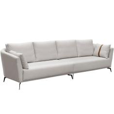 Sofá 4 Lugares Sala De Estar Living 270cm Pés Industrial Evan D06 Veludo Bege - Lyam Decor