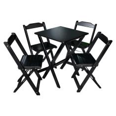 Conjunto De Mesa 60x60 Decor Com 4 Cadeiras Preto Cor: Preto