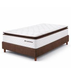 Cama Box Colchão com Molas Ensacadas Solteiro Alto Premium Sleep Marro