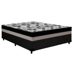 Cama Box Casal: Colchão Anatômico Ortobom D33/EP  ISO 100 Double Face + Base CRC Courano Black(138x188x20)