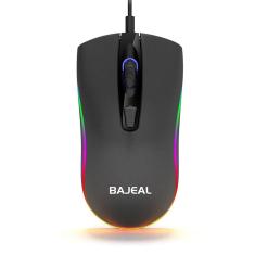 Mouse com fio 1600dpi óptico de 4 teclas, luz de fundo USB RGB