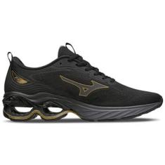 Tênis Mizuno Wave Frontier 15 Preto/Ouro Masculino-Masculino