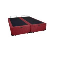 Cama Box Baú King Bipartido Suede Vermelho Com Pistão A Gás