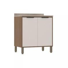 Balcão de Cozinha 80cm 2 Portas com Tampo Aspen Luciane Móveis, Vanill