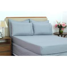 Jogo de Lençol Micropercal Ponto Palito Casal 03 Peças Cinza - Decoral