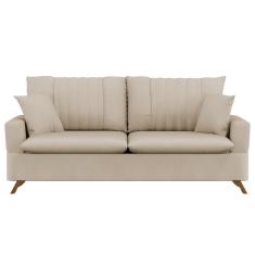 Sofá 160cm 2 Lugares Com Almofadas Pés Curvos Veras Suede D05 Bege Claro - Mpozenato