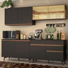 Cozinha Completa Madesa Reims 240001 com Armário e Balcão - Preto/Rustic