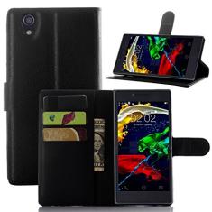 Capa carteira para Lenovo P70, carteira flip de couro PU premium com compartimento para cartão, suporte e fecho magnético [capa interna à prova de choque de TPU] Compatível com Lenovo P70